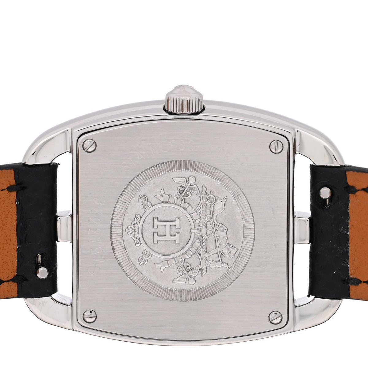 Hermes Cape Cod Tonneau 26MM Quartz Watch Noir Epsom Stainless Steel