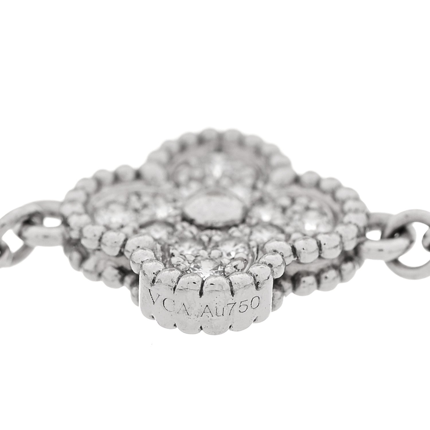 Van Cleef & Arpels 18K White Gold Diamond 6 Motif Sweet Alhambra Bracelet