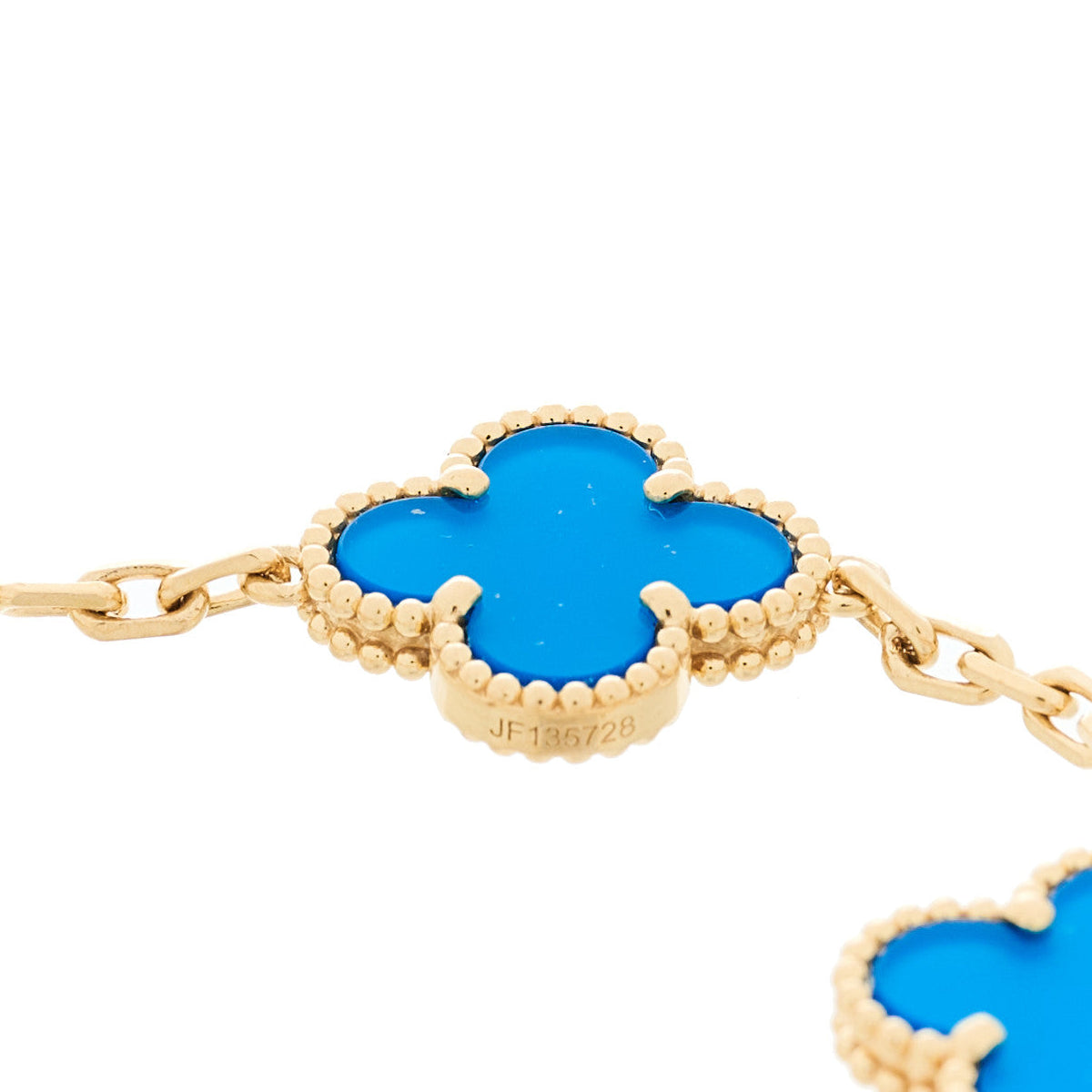 Van Cleef & Arpels Vintage Alhambra 5 Motifs Bracelet Blue Agate 18K Yellow Gold