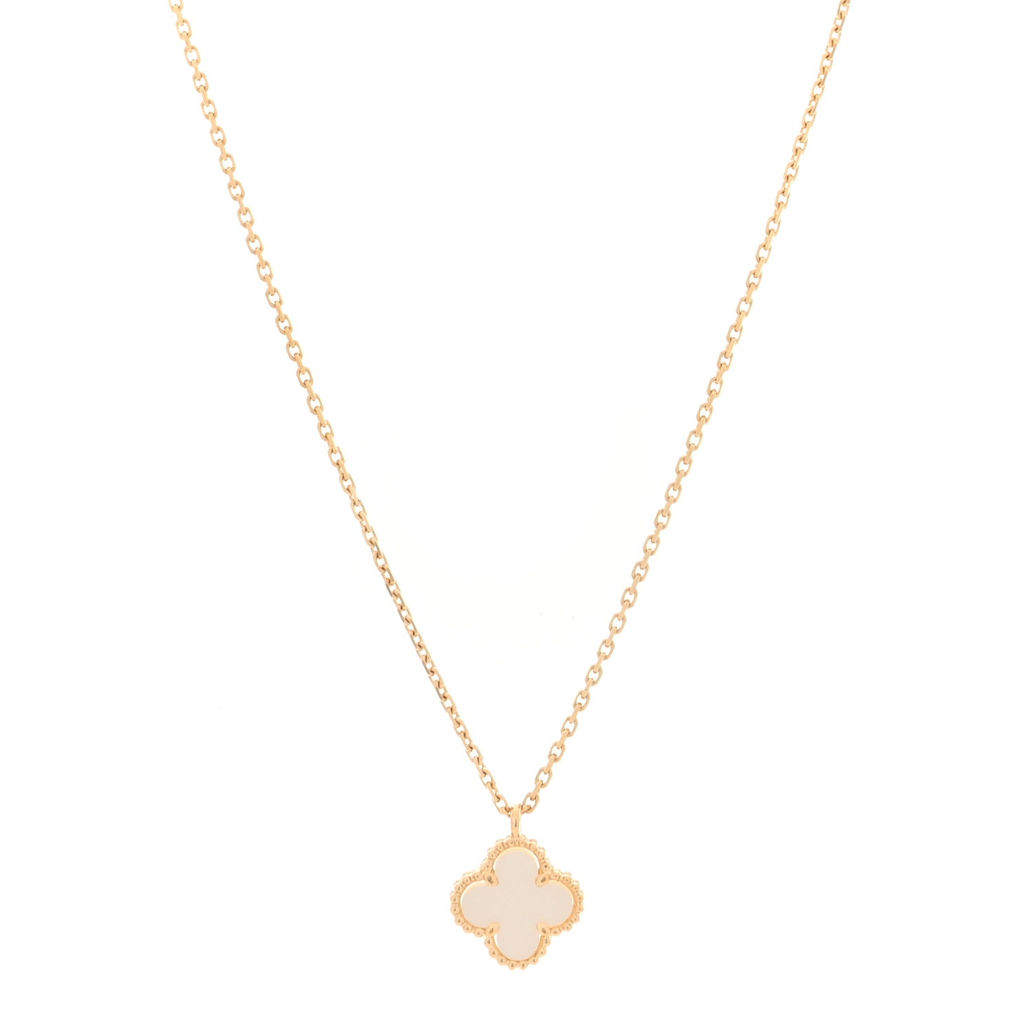 Van Cleef & Arpels 18K Yellow Gold Mother-of-Pearl Sweet Alhambra Pendant Necklace