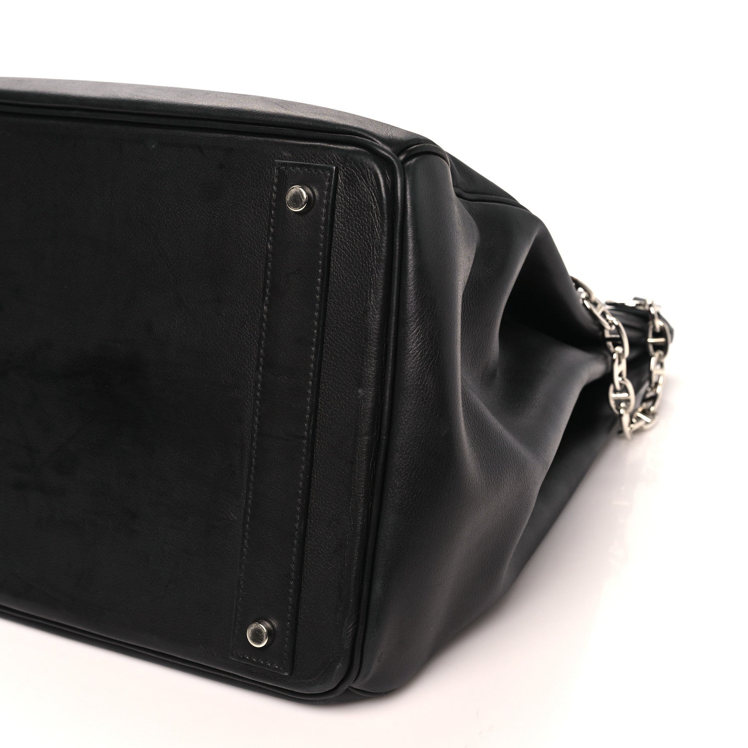HERMES BIRKIN ROCK 40 HAC BLACK VOLUPTO SILVER HARDWARE