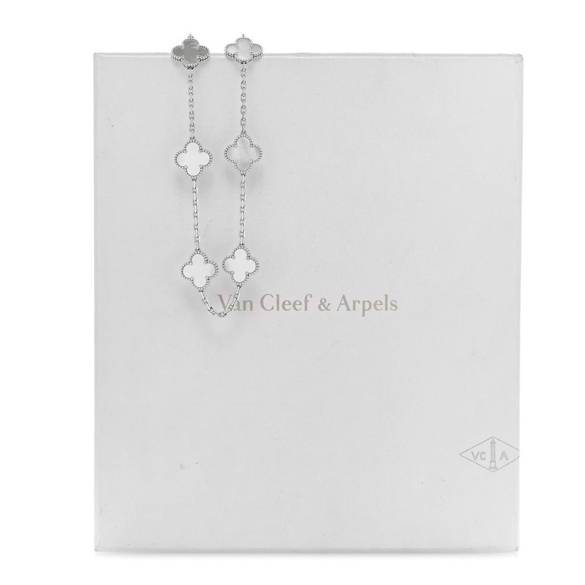 Van Cleef & Arpels Vintage Alhambra 10 Motifs Necklace White Mother of Pearl 18K White Gold
