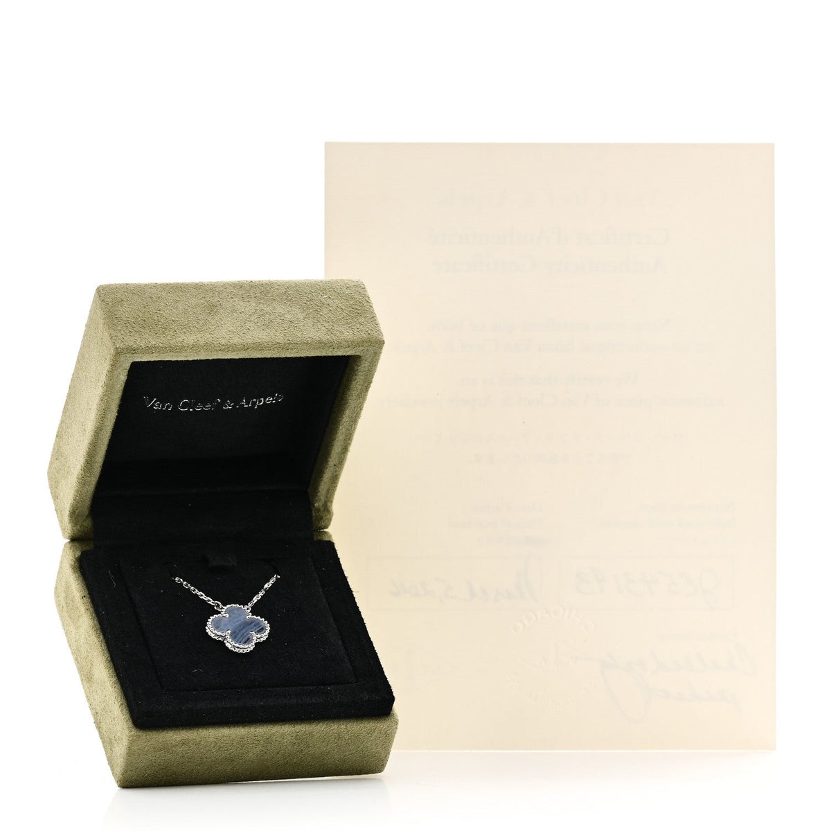 ヴァンクリーフ&アーペル ヴィンテージアルハンブラ ペンダントネックレス カルセドニー 18K ホワイトゴールド VAN CLEEF & ARPELS VINTAGE ALHAMBRA PENDANT NECKLACE CHALCEDONY 18K WHITE GOLD