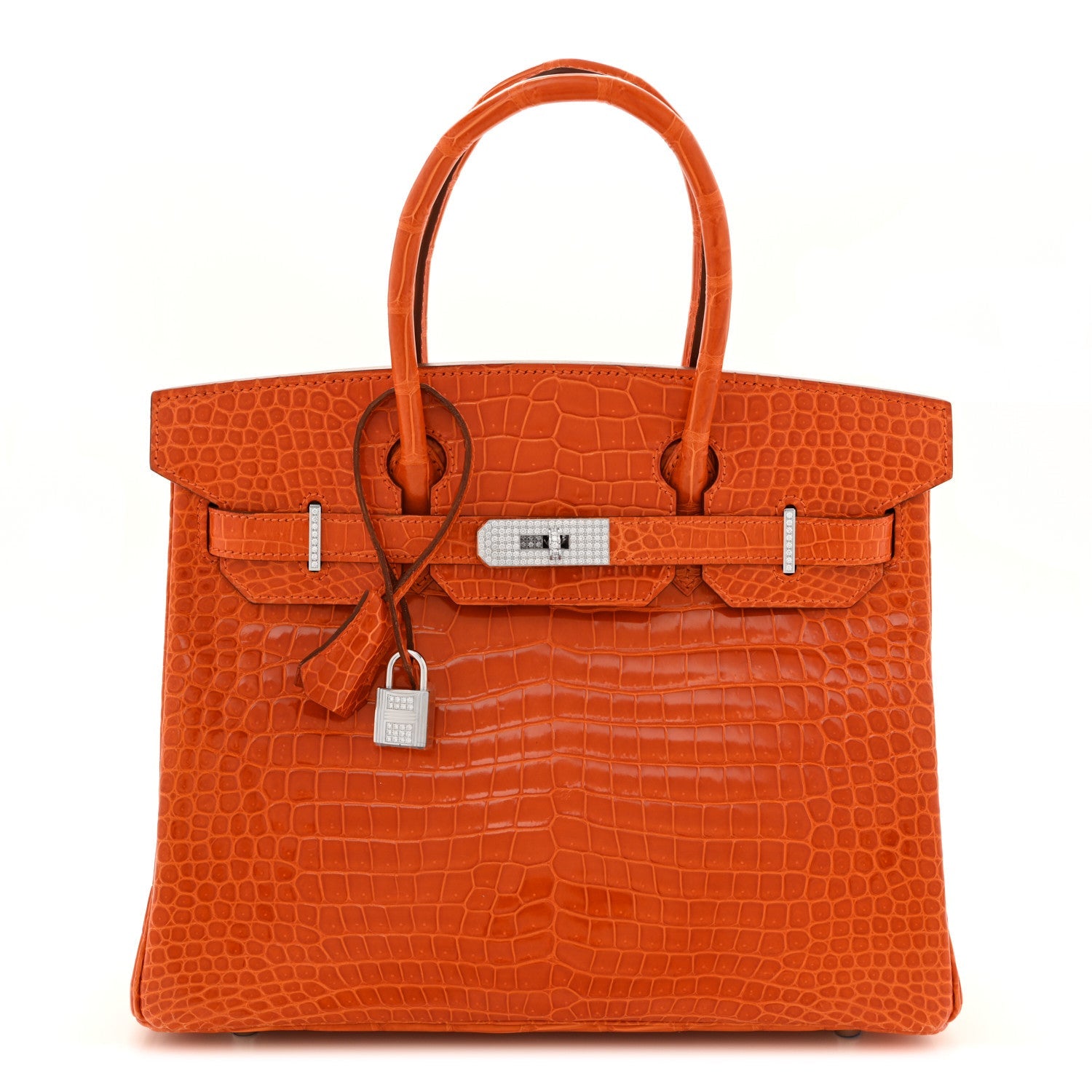 HERMES BIRKIN 30 ORANGE SHINY POROSUS CROCODILE GOLD HARDWARE