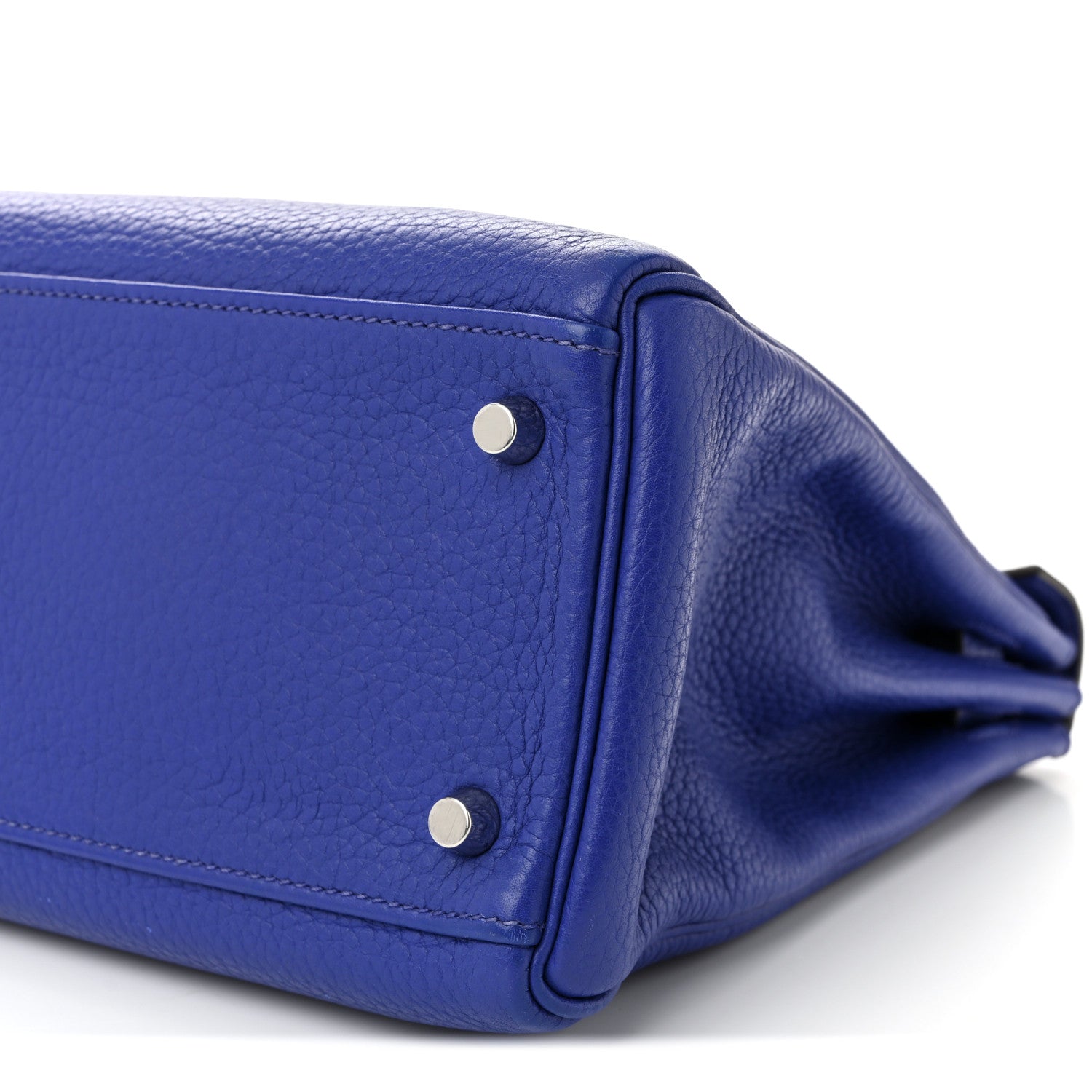 HERMES KELLY 32 RETOURNE BLEU ELECTRIQUE TAURILLON CLEMENCE SILVER HARDWARE
