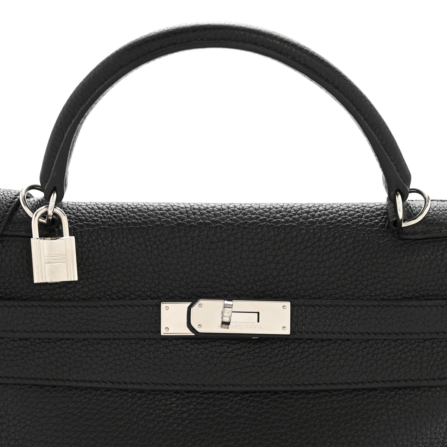 HERMES KELLY 32 RETOURNE BLACK TOGO SILVER HARDWARE