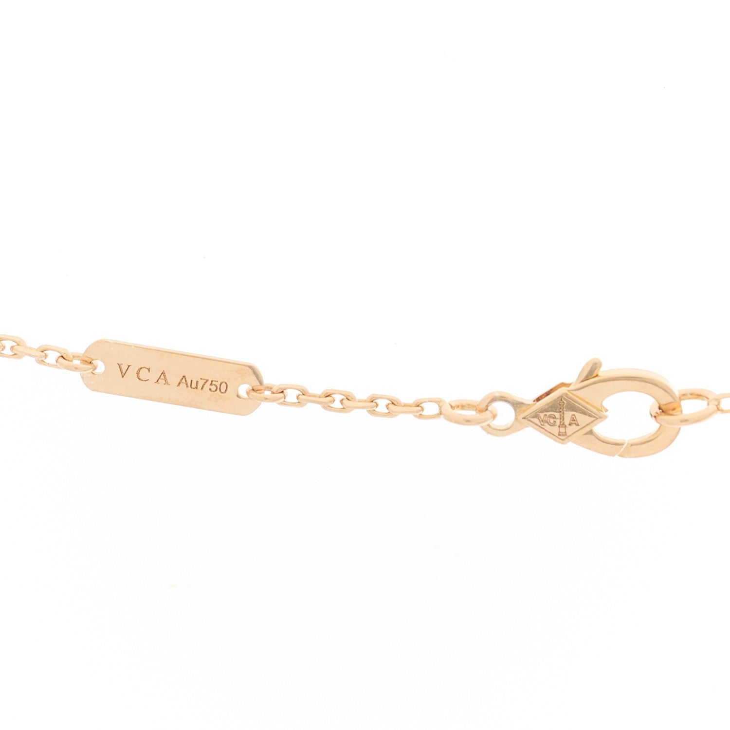 Van Cleef & Arpels 18K Rose Gold Diamond Bullseye Vintage Alhambra Pendant Necklace