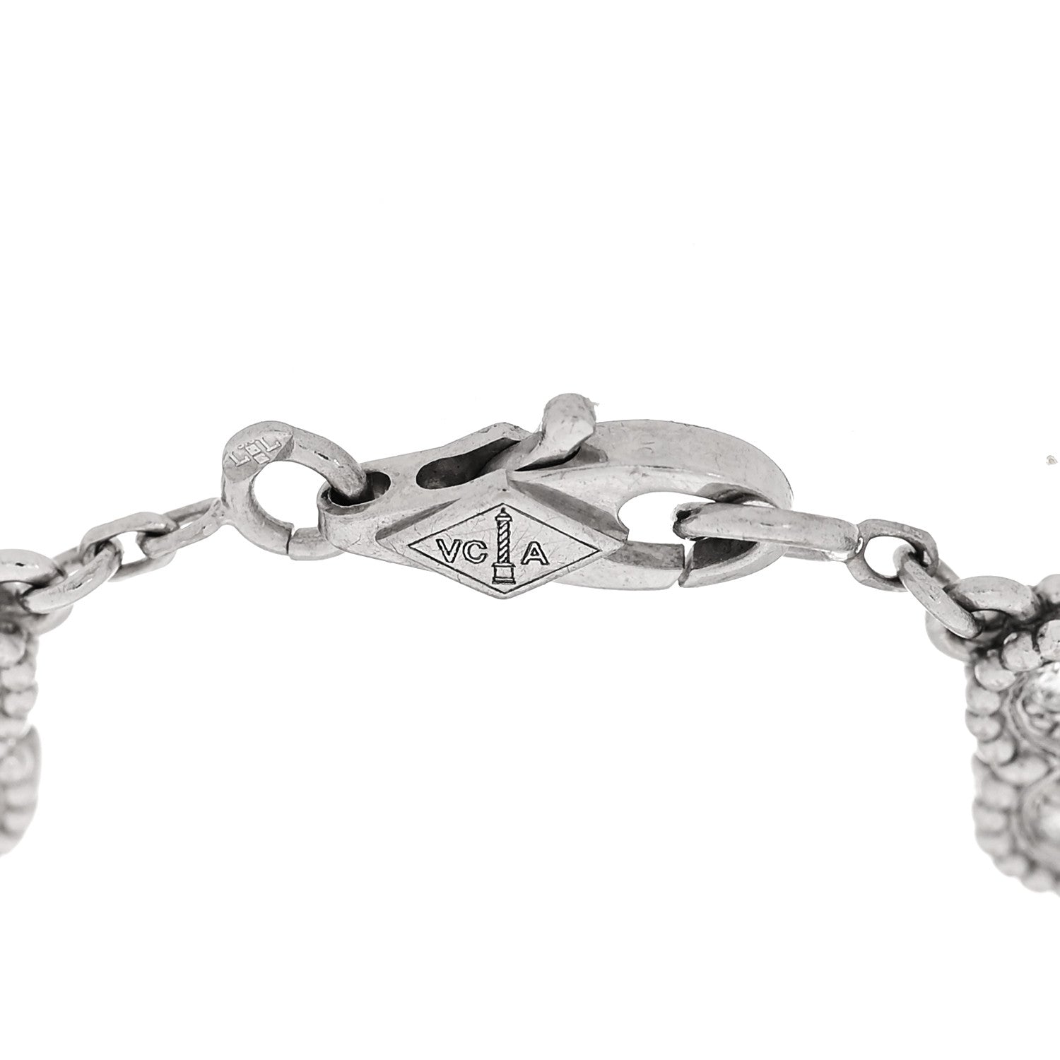 Van Cleef & Arpels 18K White Gold Diamond 6 Motif Sweet Alhambra Bracelet