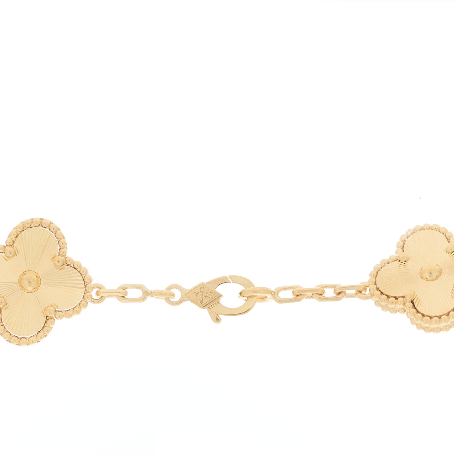 VAN CLEEF & ARPELS VINTAGE ALHAMBRA 10 MOTIFS NECKLACE GUILLOCHÉ 18K YELLOW GOLD