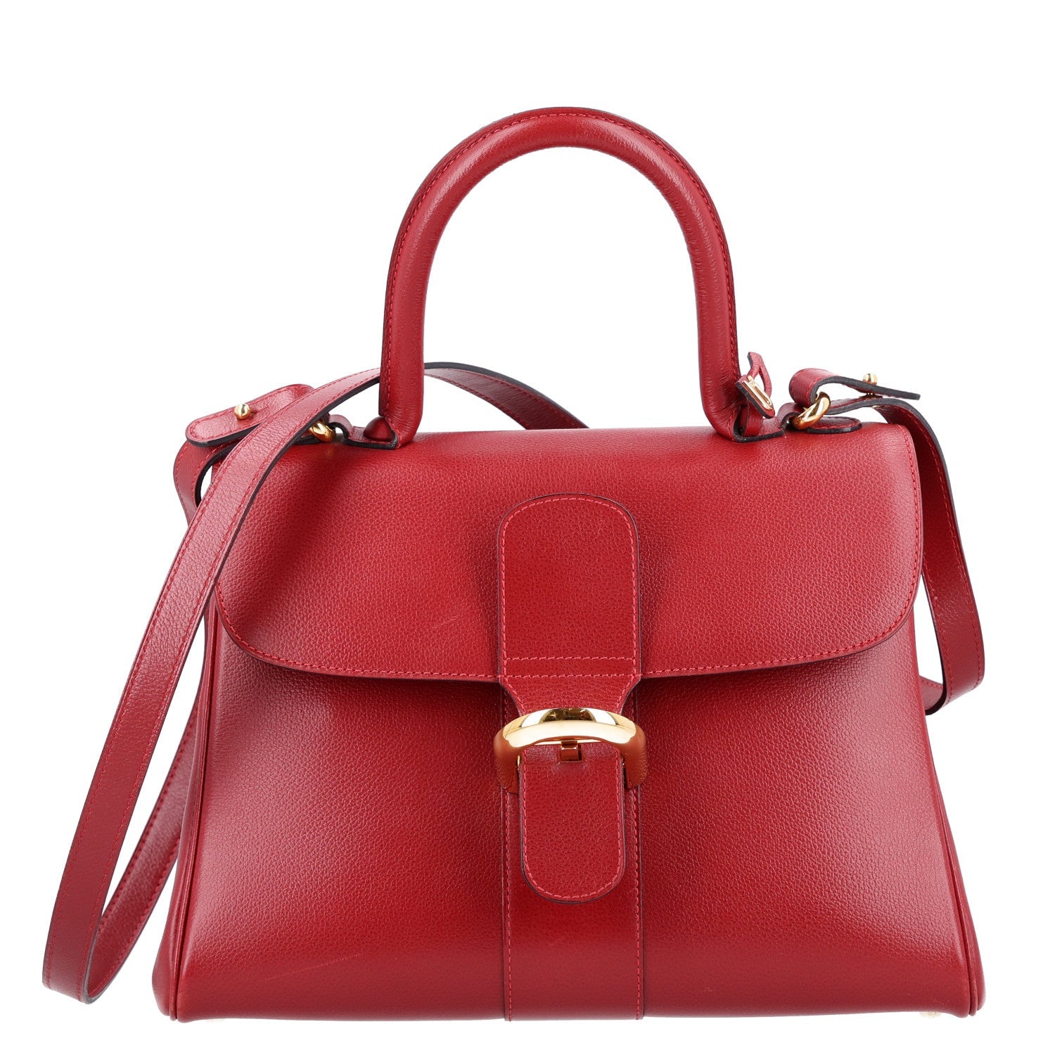 デルヴォー ブリヨン MM ショルダーバッグ Red グレインドカーフスキン ローズゴールド金具 DELVAUX BRILLANT MM SHOULDER BAG RED GRAINED CALFSKIN ROSE GOLD HARDWARE
