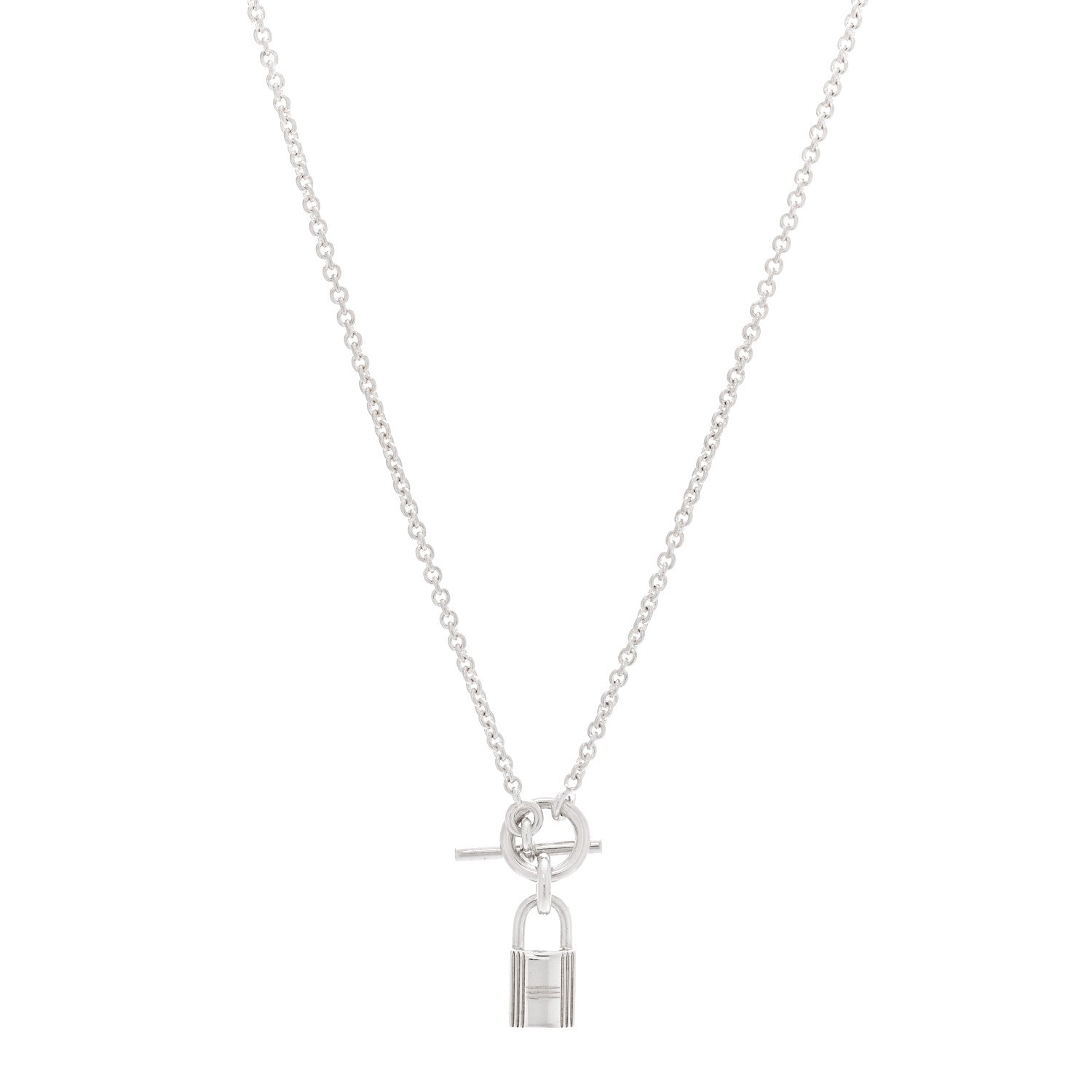 Hermès Sterling Silver Cadenas Kelly Lock Pendant Necklace
