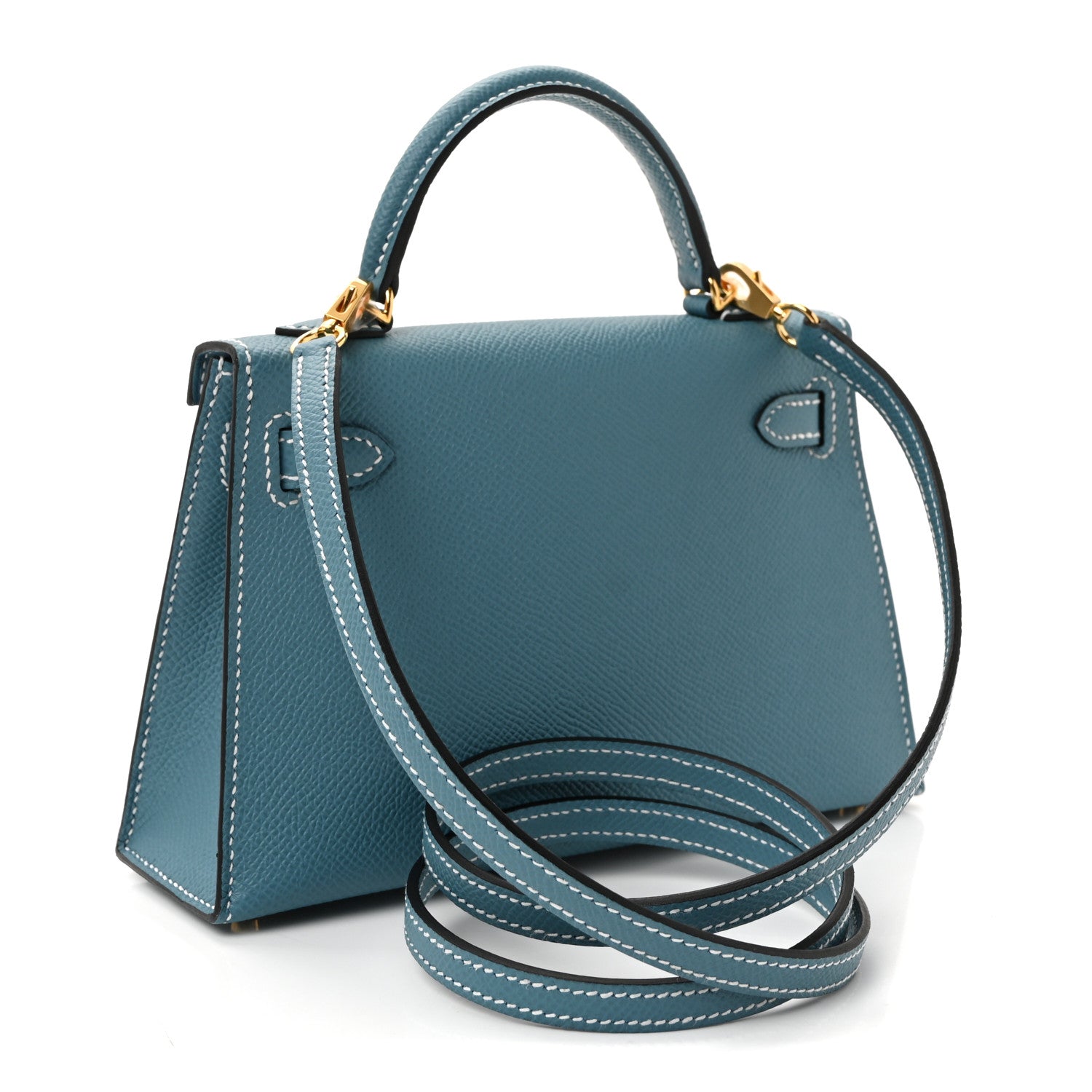 Hermès Mini Kelly 20 Sellier New Blue Jean Epsom Gold Hardware