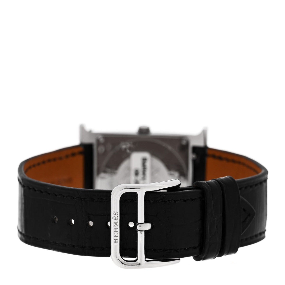 Hermes H 26MM Quartz Watch Noir Alligator Stainless Steel