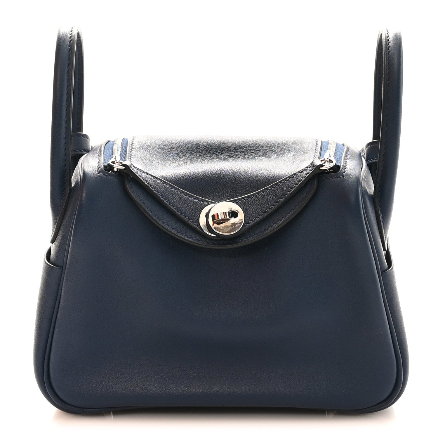 HERMES LINDY 20 VERSO BLEU NAVY TERRE BATTUE SWIFT SILVER HARDWARE