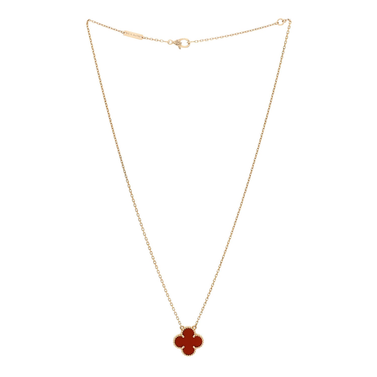 ヴァンクリーフ&アーペル ヴィンテージアルハンブラ ペンダントネックレス カーネリアン 18K イエローゴールド VAN CLEEF & ARPELS VINTAGE ALHAMBRA PENDANT NECKLACE CARNELIAN 18K YELLOW GOLD