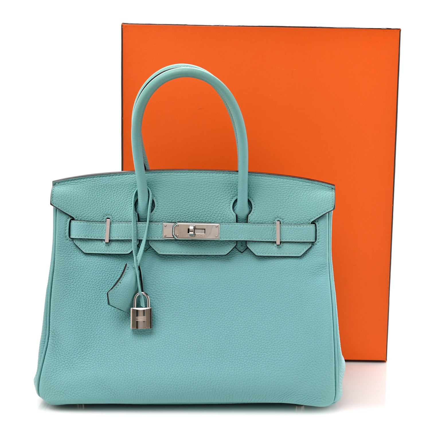 HERMES BIRKIN 30 BLEU ATOLL TOGO SILVER HARDWARE