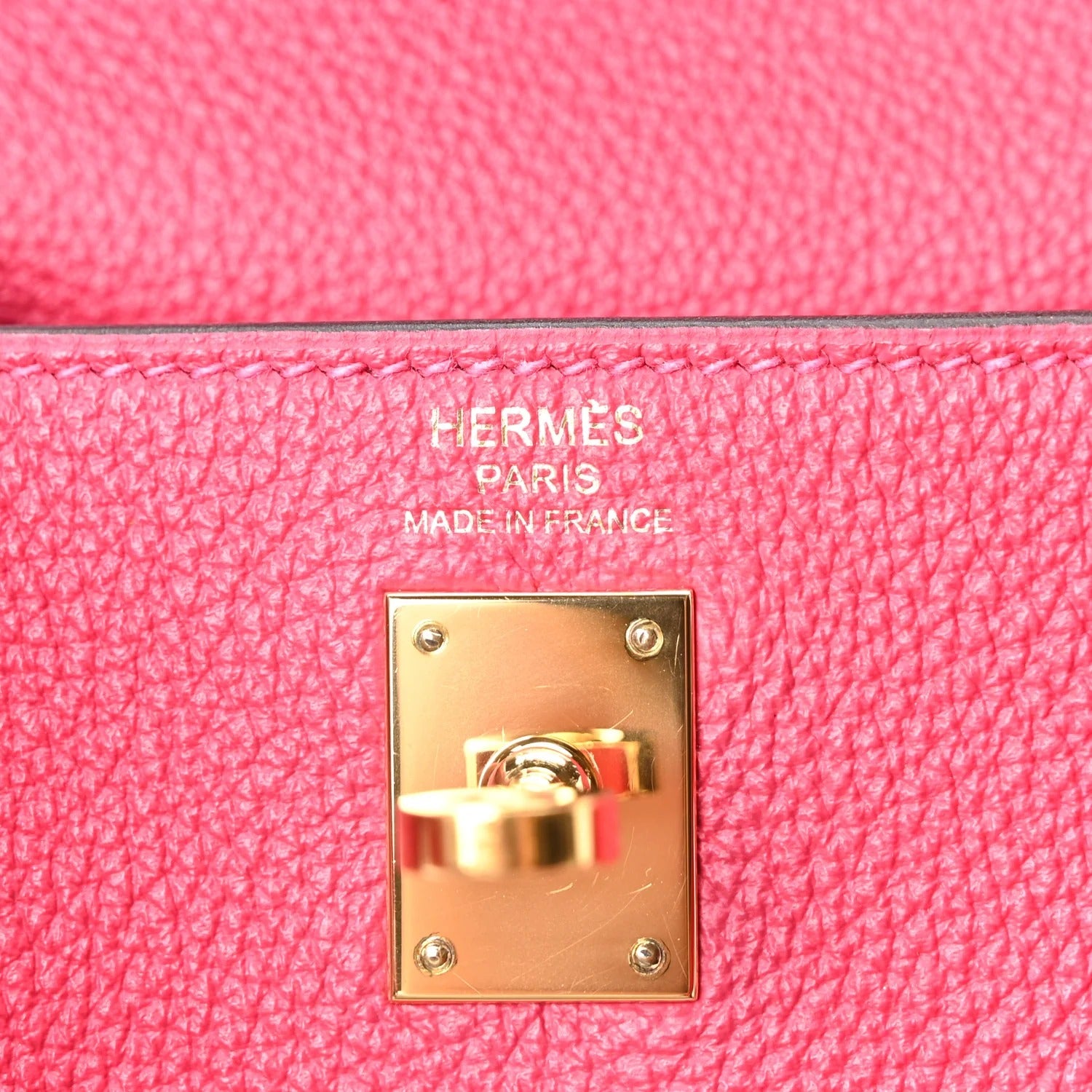HERMES KELLY 25 RETOURNE FRAMBOISE TOGO GOLD HARDWARE