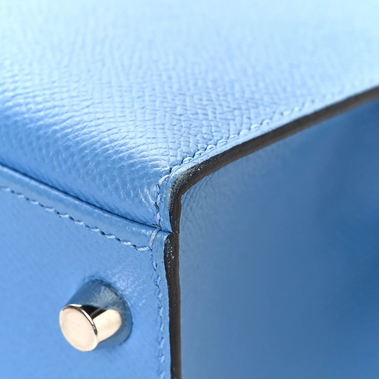 HERMES KELLY 28 SELLIER BLEU PARADISE EPSOM SILVER HARDWARE
