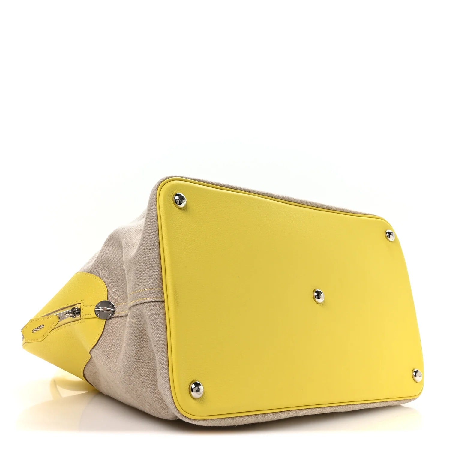 HERMES BOLIDE 45 FICELLE LIME EVERCOLOR TOILE SILVER HARDWARE