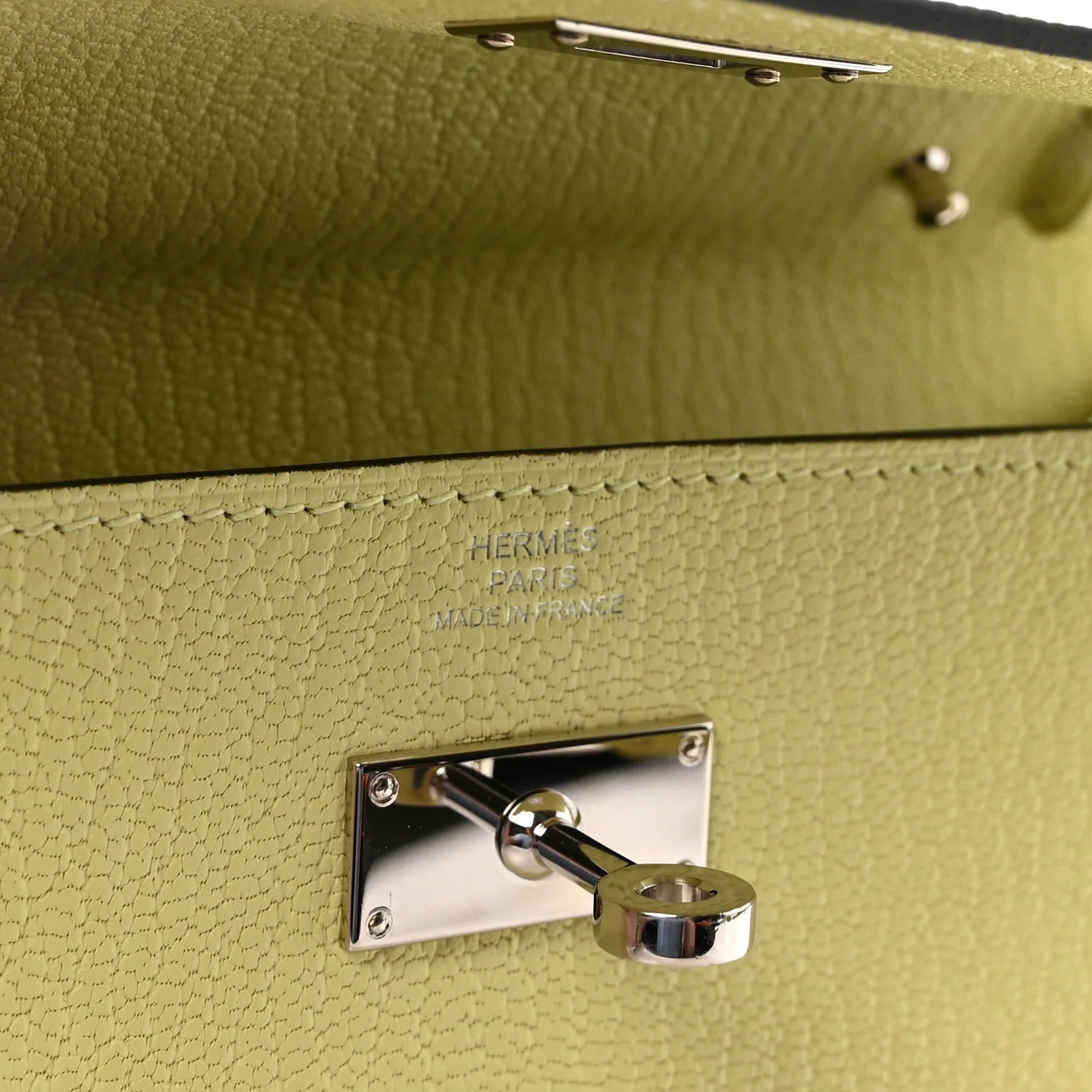 HERMES KELLY TO GO WALLET JAUNE BOURGEON CHEVRE MYSORE SILVER HARDWARE