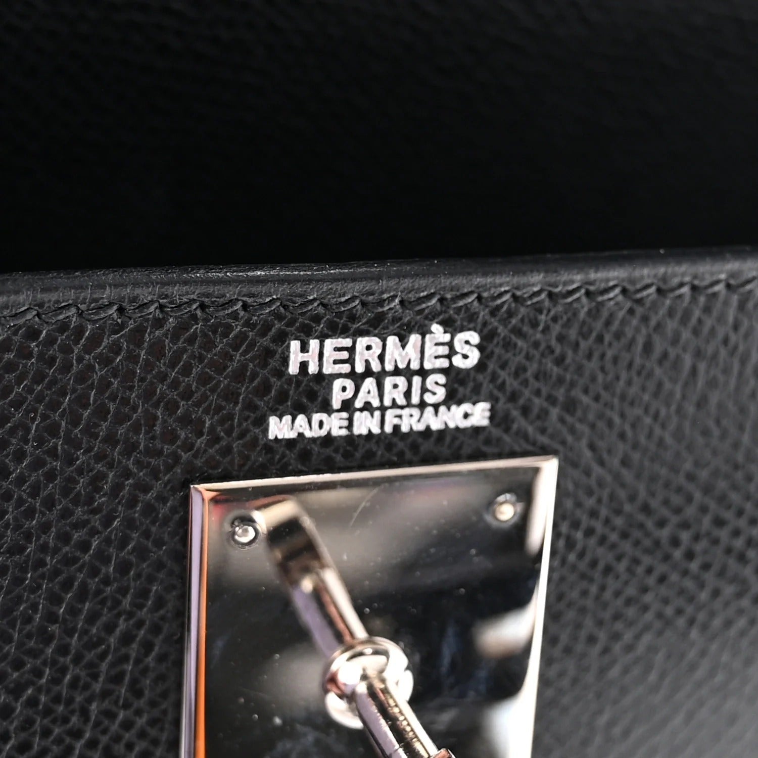 HERMES KELLY 32 SELLIER BLACK EPSOM SILVER HARDWARE