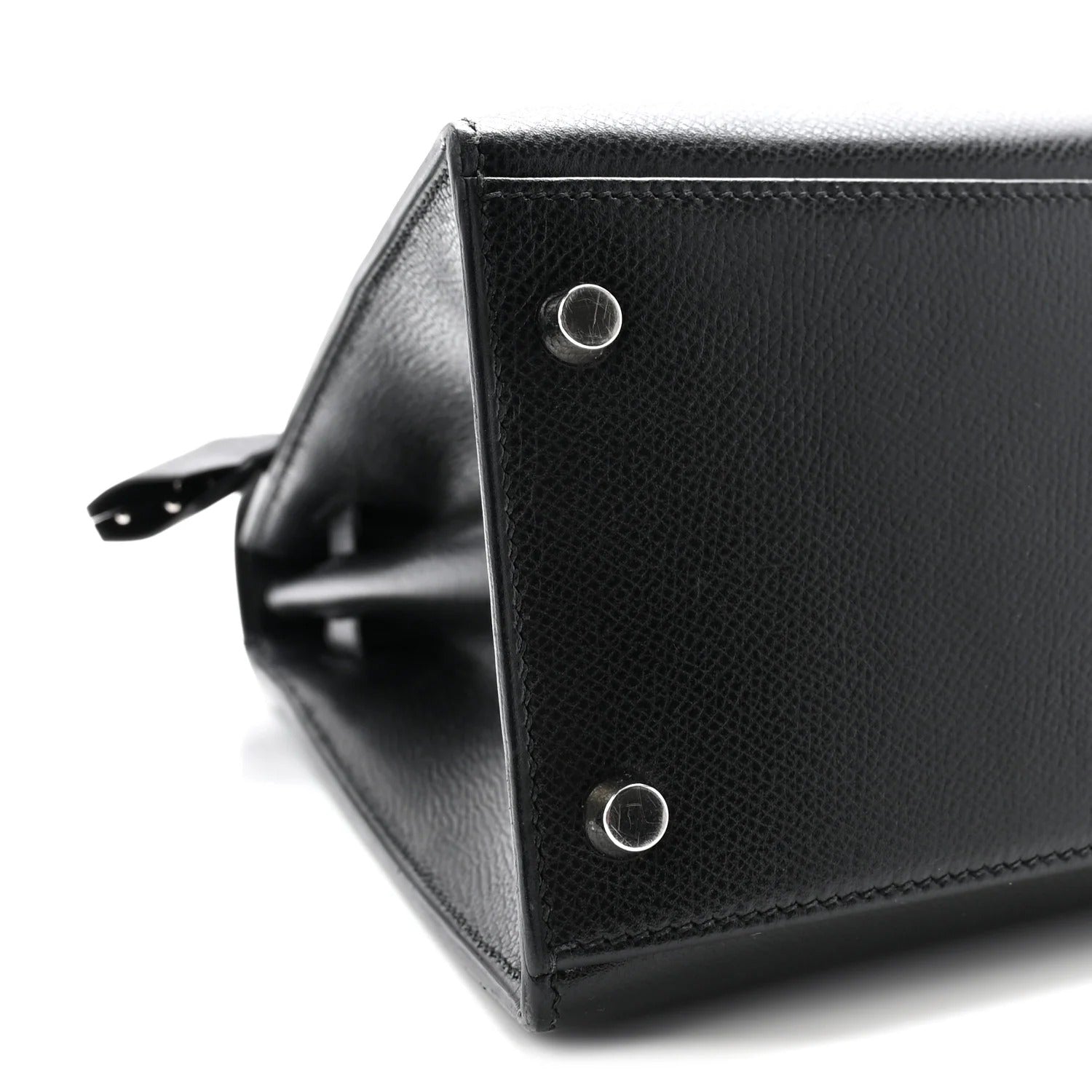 HERMES KELLY 32 SELLIER BLACK EPSOM SILVER HARDWARE