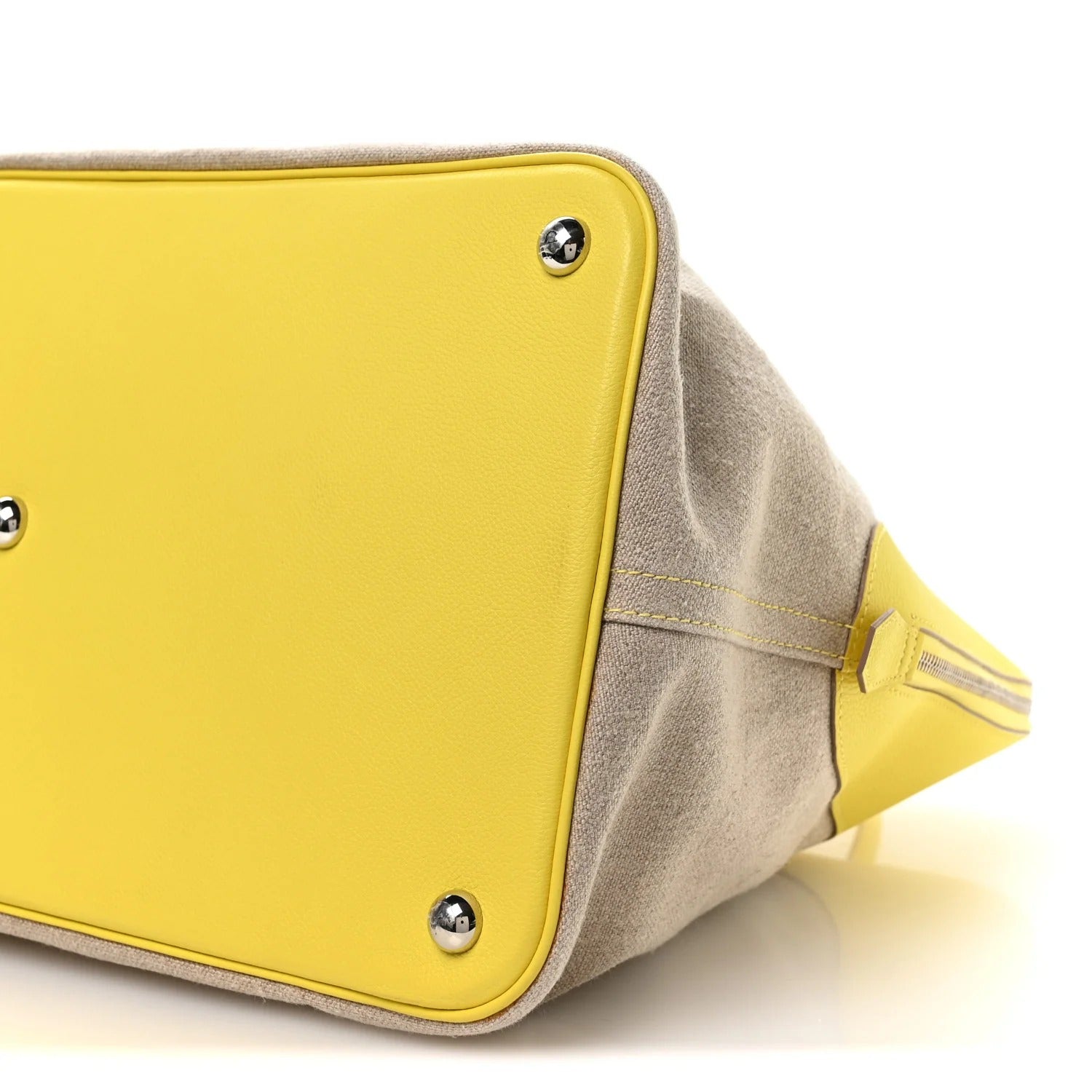 HERMES BOLIDE 45 FICELLE LIME EVERCOLOR TOILE SILVER HARDWARE