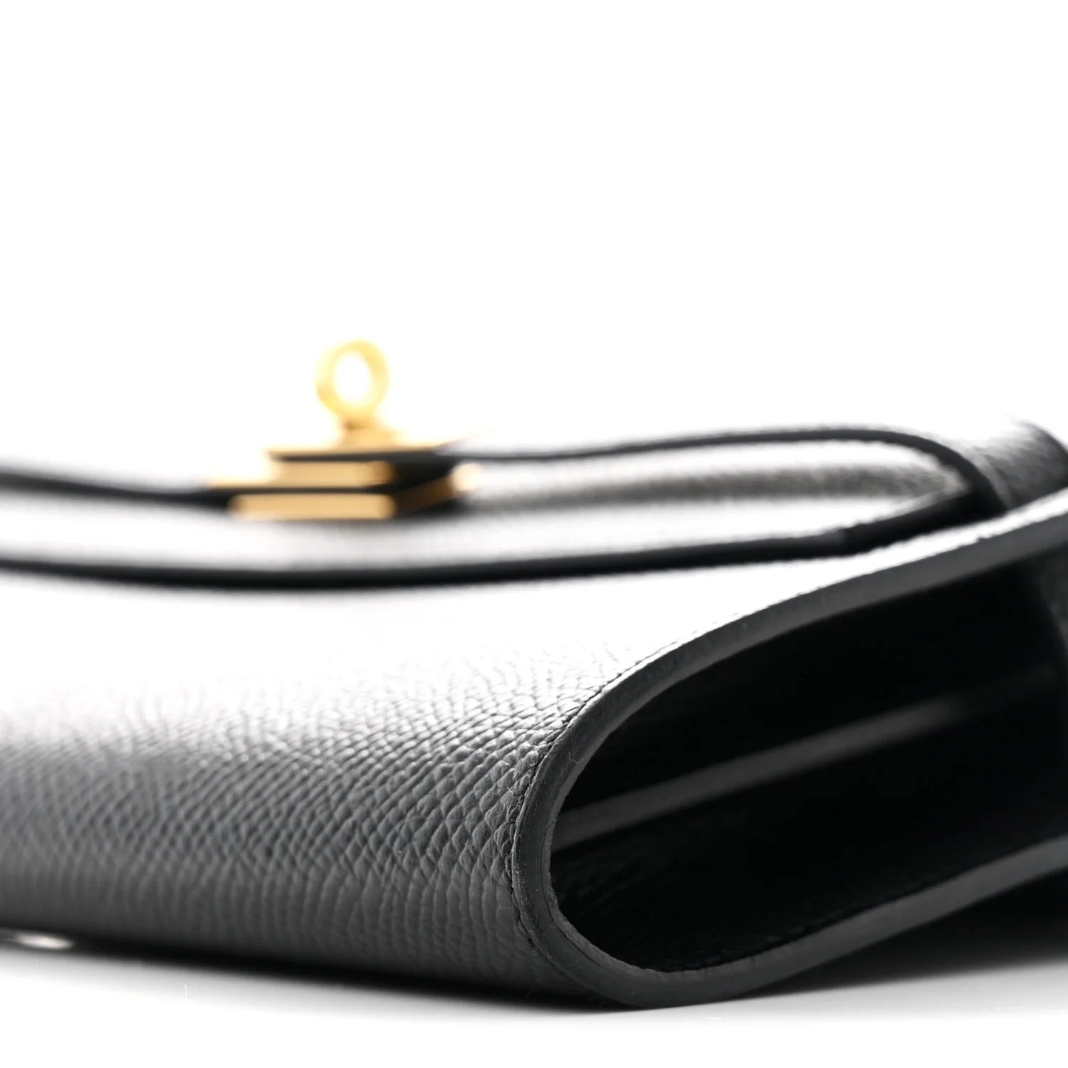 HERMES KELLY TO GO WALLET BLACK EPSOM GOLD HARDWARE