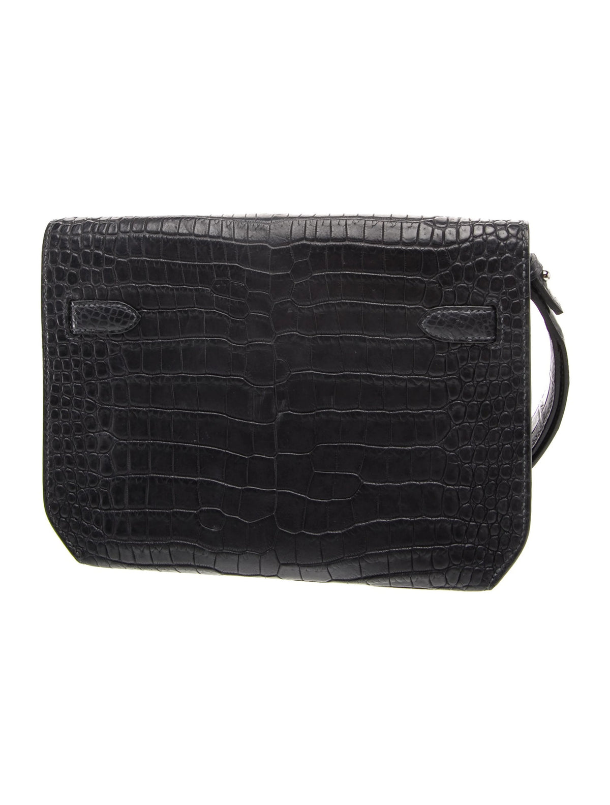 Hermes Kelly Depeches 25 HSS Personal Order Pouch Bleu Indigo Porosus Crocodile Silver Hardware