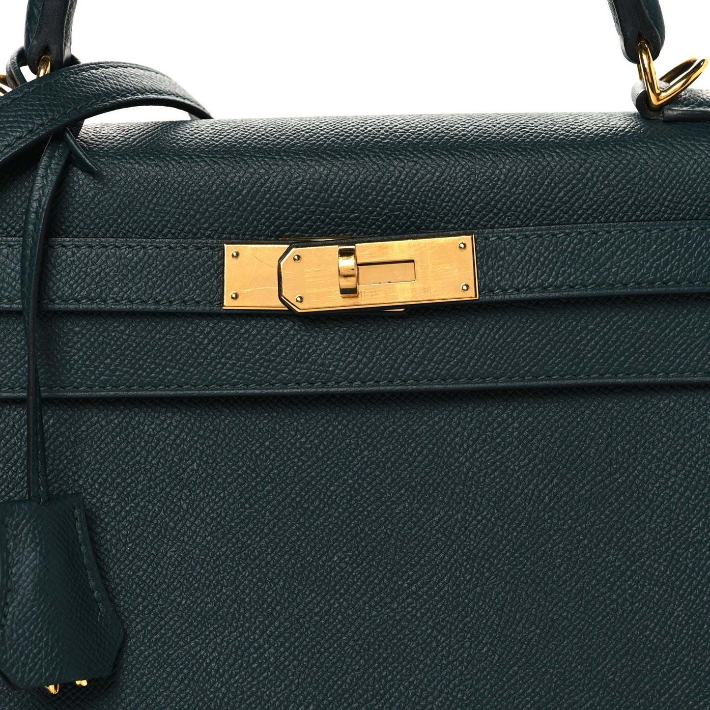 HERMES KELLY 28 SELLIER VERT CYPRESS EPSOM GOLD HARDWARE