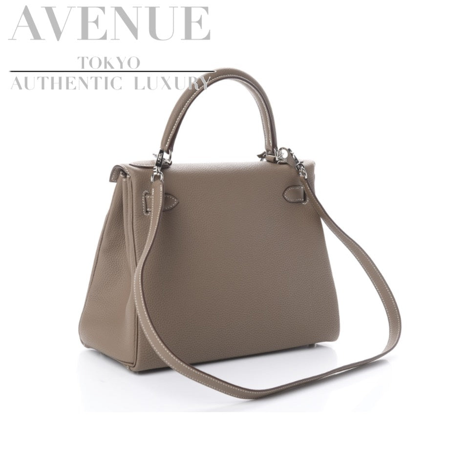 HERMES KELLY 28 RETOURNE ETOUPE TOGO SILVER HARDWARE