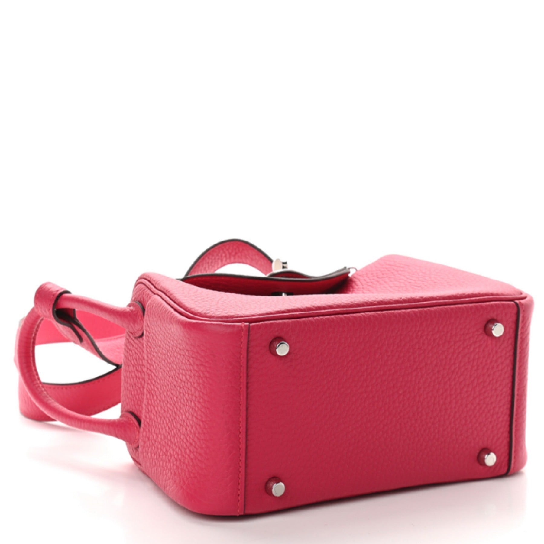 HERMES MINI LINDY 20 FRAMBOISE TAURILLON CLEMENCE SILVER HARDWARE