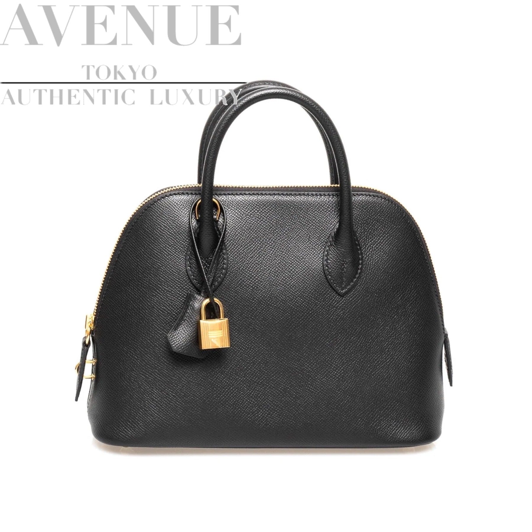 HERMES BOLIDE 25 1923 BLACK NOIR EPSOM GOLD HARDWARE