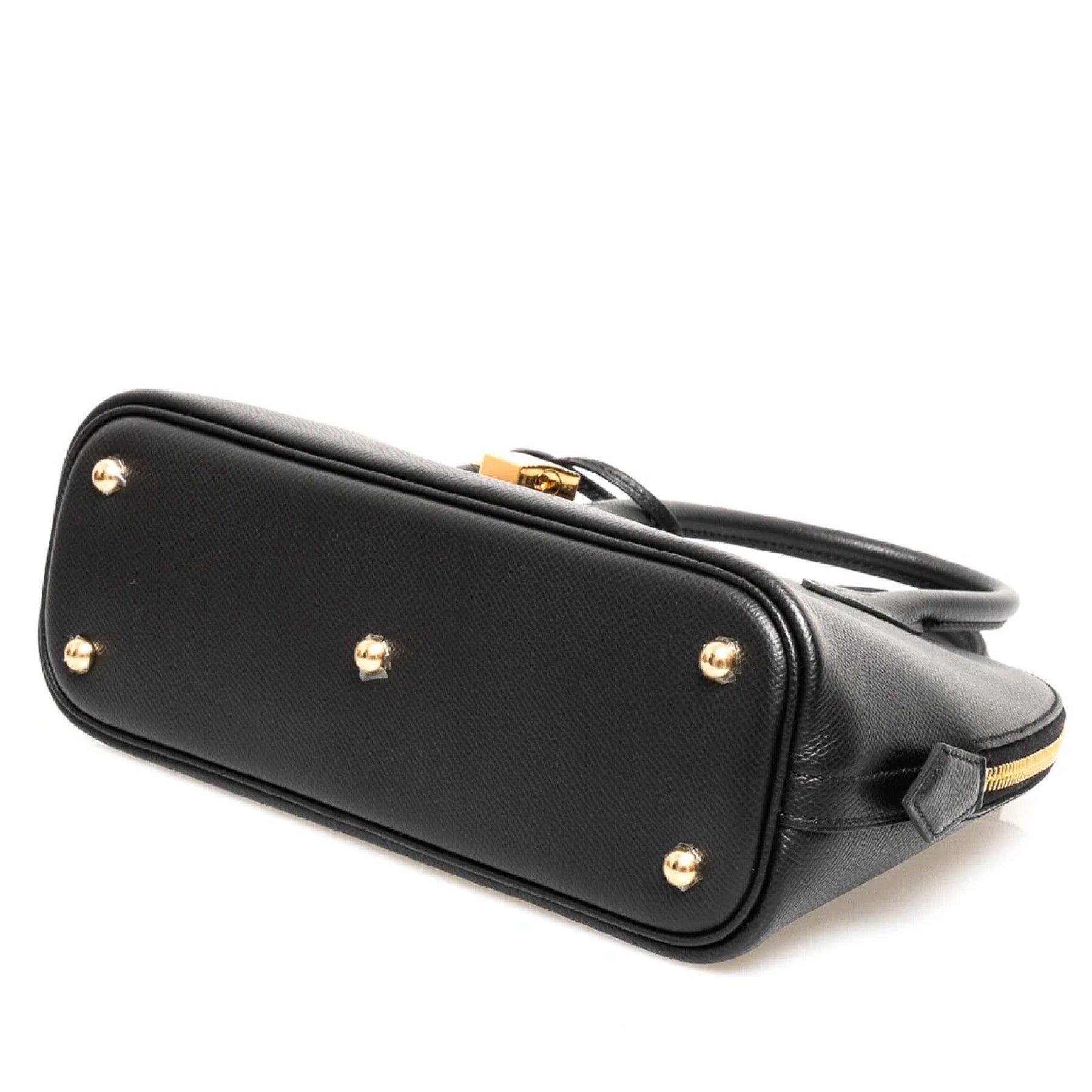 HERMES BOLIDE 25 1923 BLACK NOIR EPSOM GOLD HARDWARE