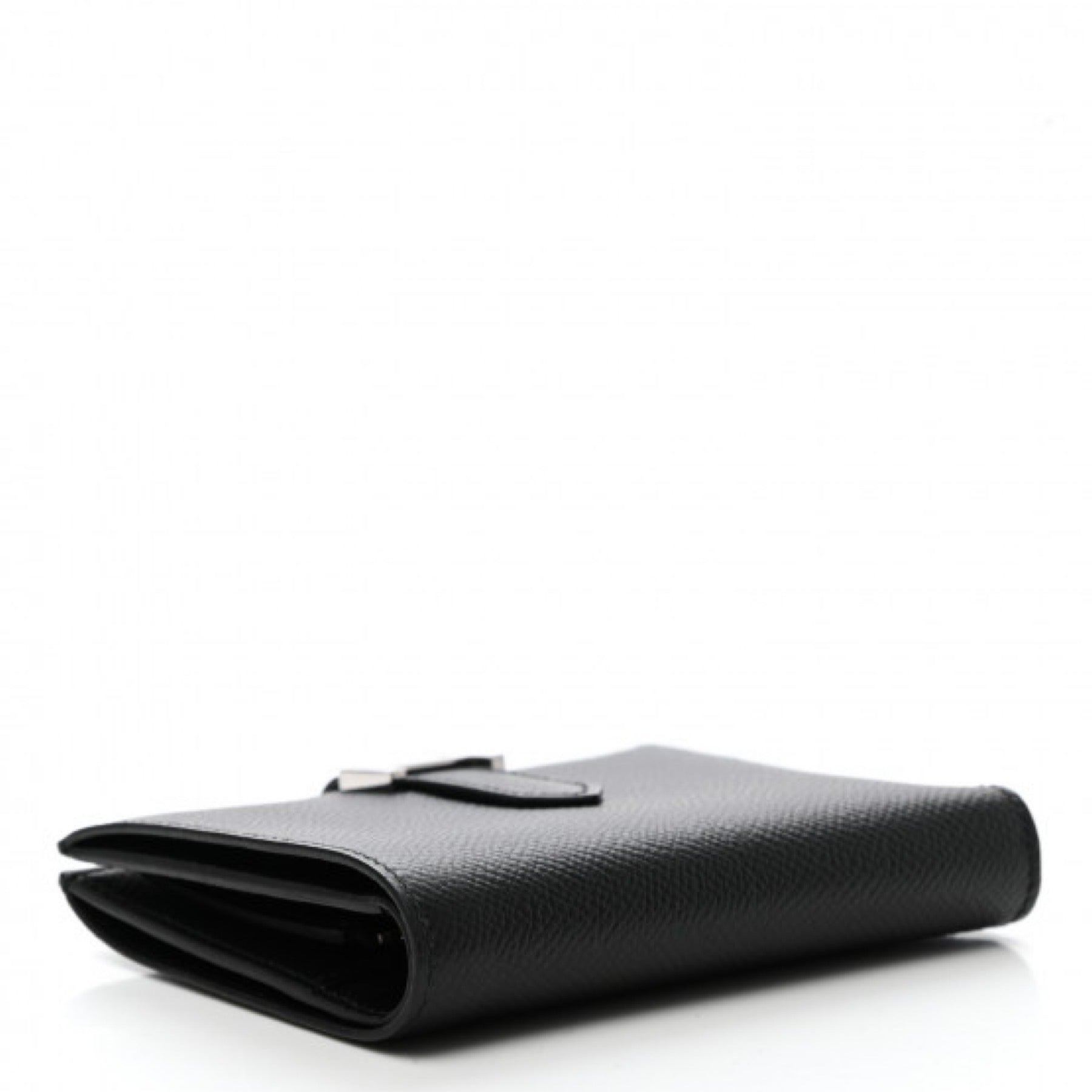 HERMES BEARN COMPACT FOLDING WALLET BLACK EPSOM SILVER HARDWARE