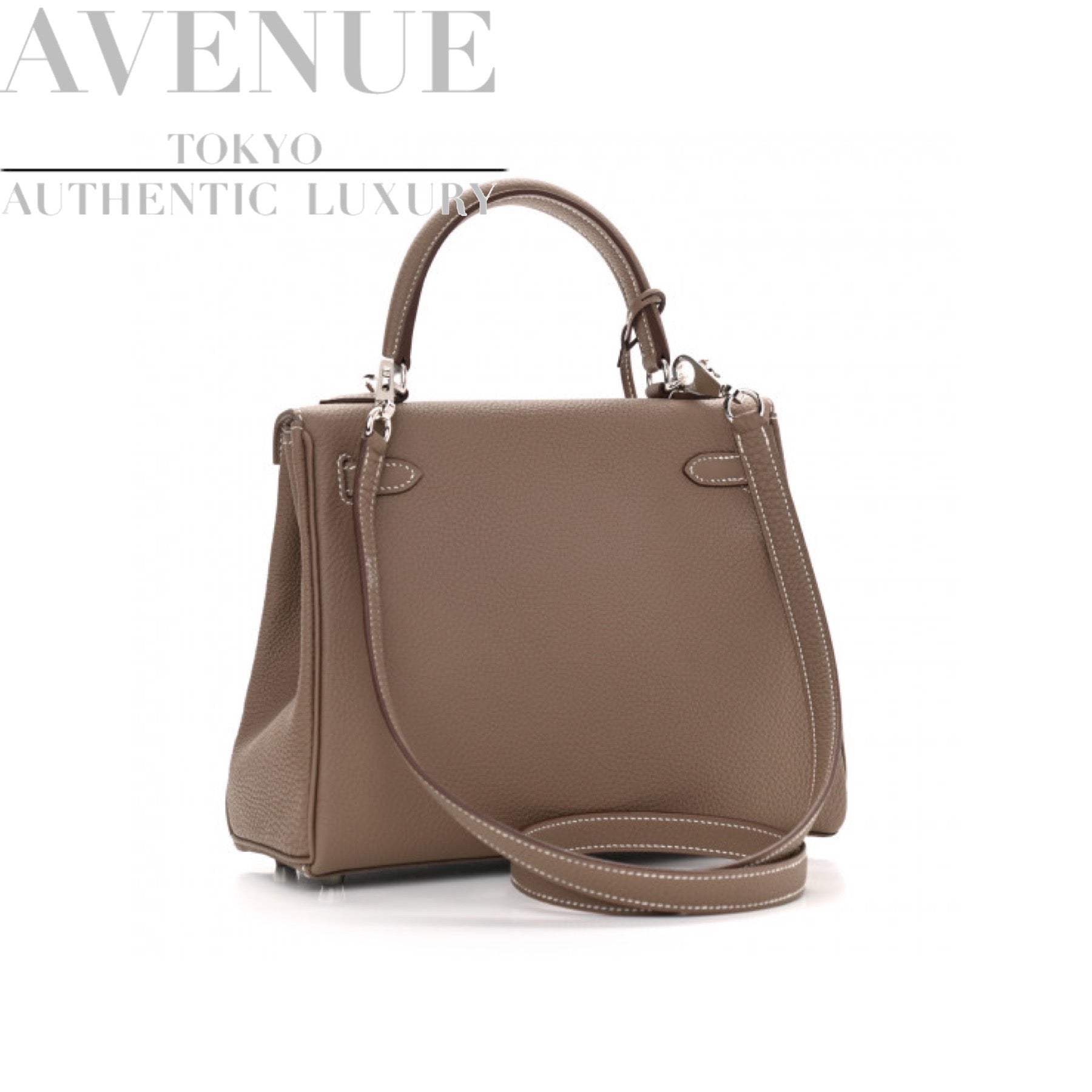 HERMES KELLY 25 RETOURNE ETOUPE TOGO SILVER HARDWARE