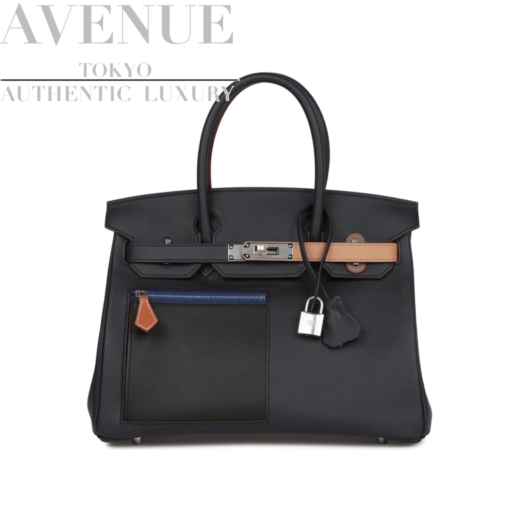 HERMES BIRKIN 30 COLORMATIC BLEU MARINE BLACK GOLD ETOUPE CHAI SWIFT SILVER HARDWARE