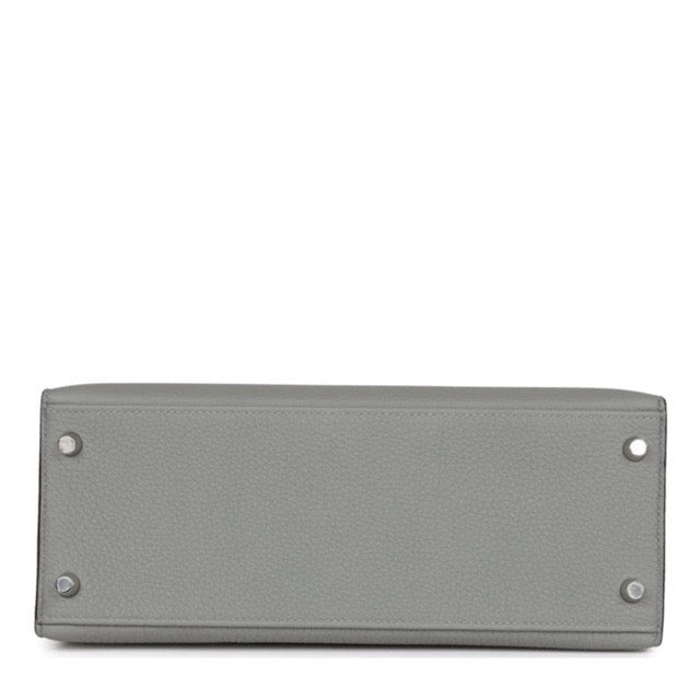 HERMES KELLY 28 SELLIER VERSO SPECIAL ORDER PERSONAL ORDER GRIS MOUETTE RAISIN TOGO BRUSHED SILVER HARDWARE HSS