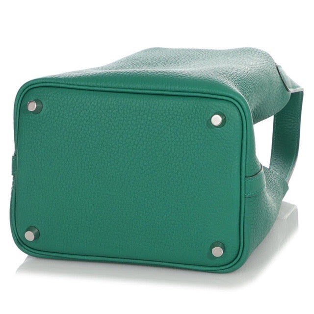 HERMES PICOTIN LOCK 18 PM VERT VERTIGO TAURILLON CLEMENCE SILVER HARDWARE