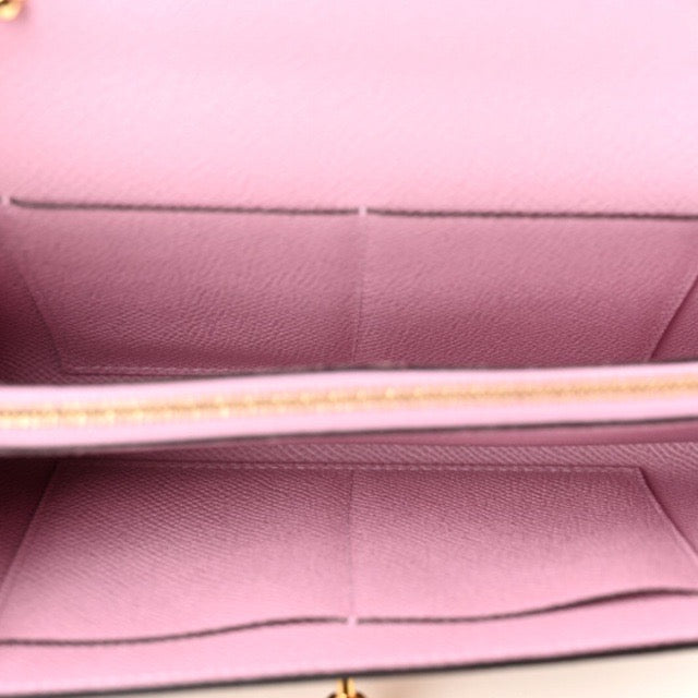 HERMES KELLY WALLET TO GO LONG WALLET VERSO CHAI MAUVE SYLVESTRE EPSOM GOLD HARDWARE