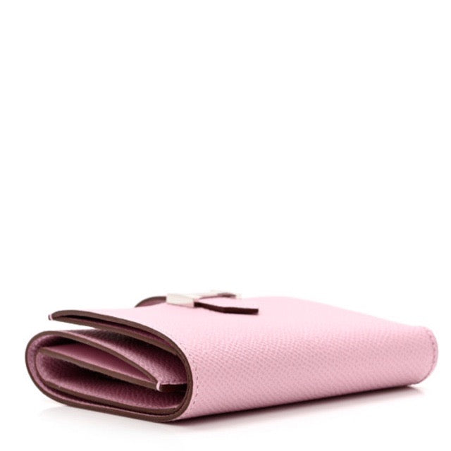 HERMES BEARN COMBINE TRI-FOLD WALLET MAUVE SYLVESTRE EPSOM SILVER HARDWARE