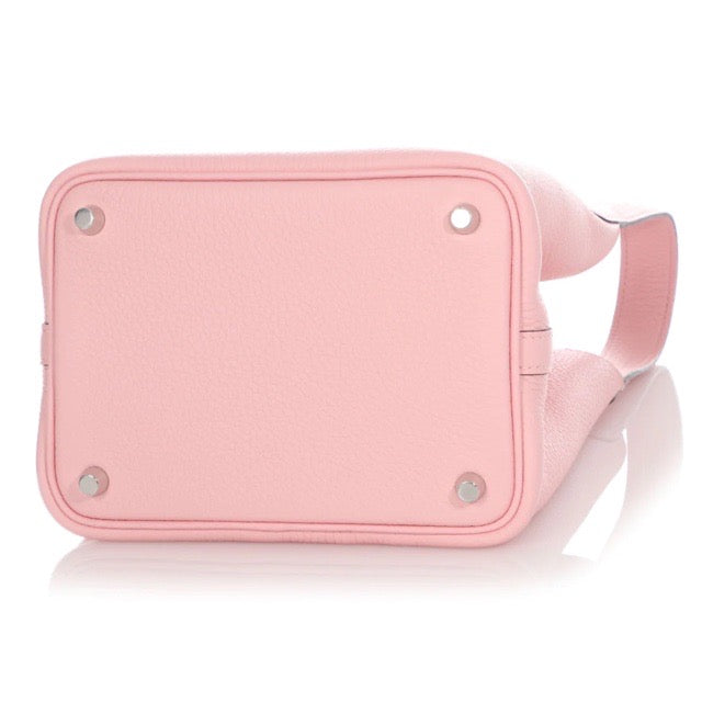 HERMES PICOTIN LOCK 18 PM ROSE SAKURA TAURILLON CLEMENCE SILVER HARDWARE