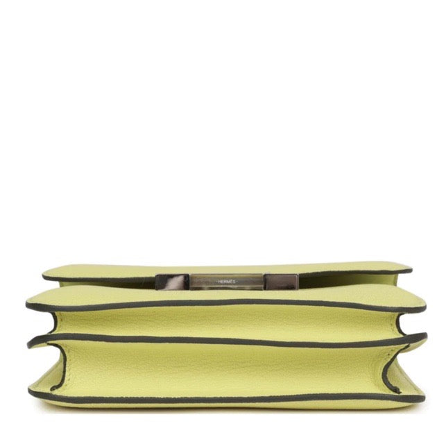 HERMES CONSTANCE 18 JAUNE BOURGEON CHEVRE SILVER HARDWARE