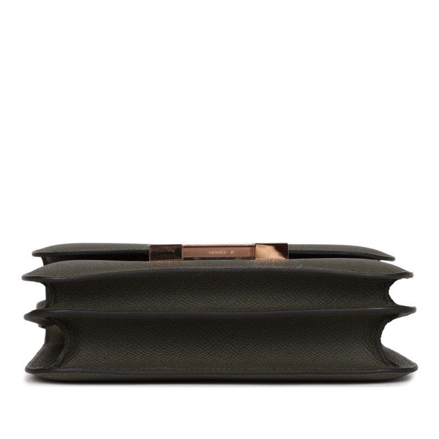 HERMES MINI CONSTANCE 18 MIRROR VERT DE GRIS EPSOM ROSE GOLD PINK GOLD HARDWARE