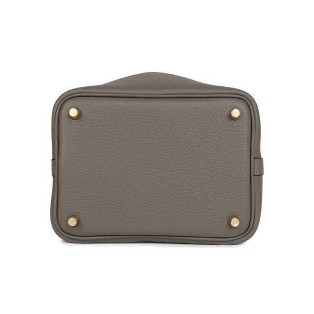 HERMES PICOTIN LOCK 18 PM GRIS MEYER TAURILLON CLEMENCE GOLD HARDWARE