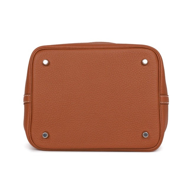 HERMES PICOTIN LOCK 22 MM GOLD TAURILLON CLEMENCE SILVER HARDWARE