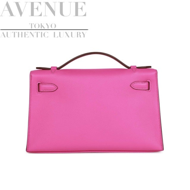 HERMES KELLY POCHETTE MAGNOLIA SWIFT SILVER HARDWARE