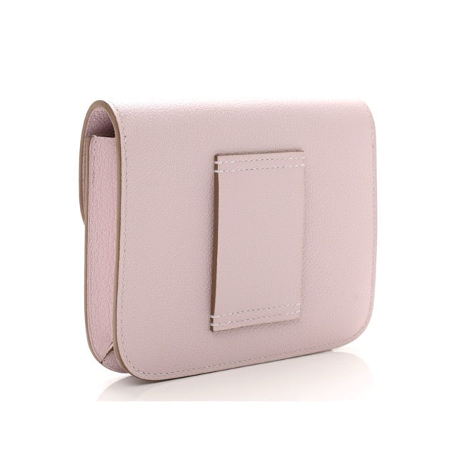 HERMES CONSTANCE SLIM WALLET MAUVE PALE EVERCOLOR SILVER HARDWARE