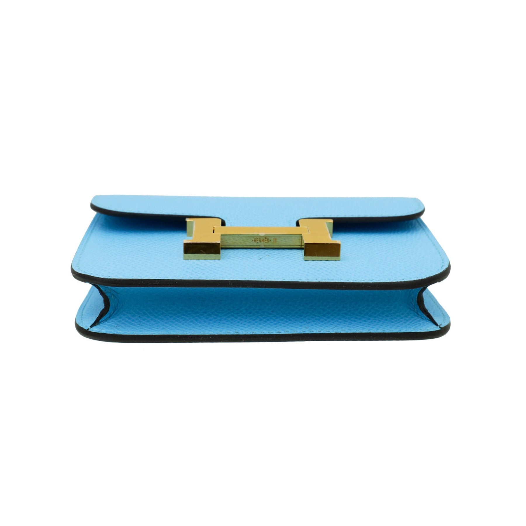 HERMES CONSTANCE SLIM WALLET CELESTE EPSOM GOLD HARDWARE