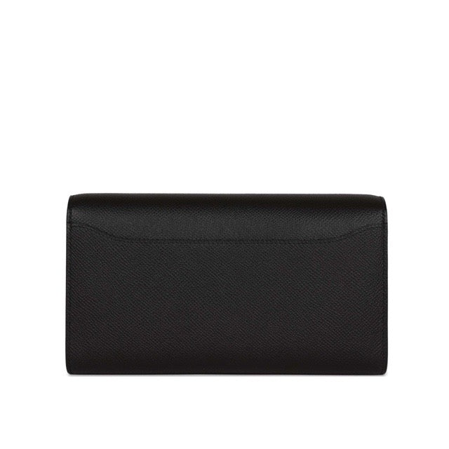HERMES CONSTANCE WALLET TO GO LONG WALLET BLACK EPSOM SILVER HARDWARE